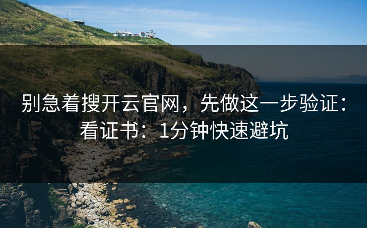 别急着搜开云官网，先做这一步验证：看证书：1分钟快速避坑